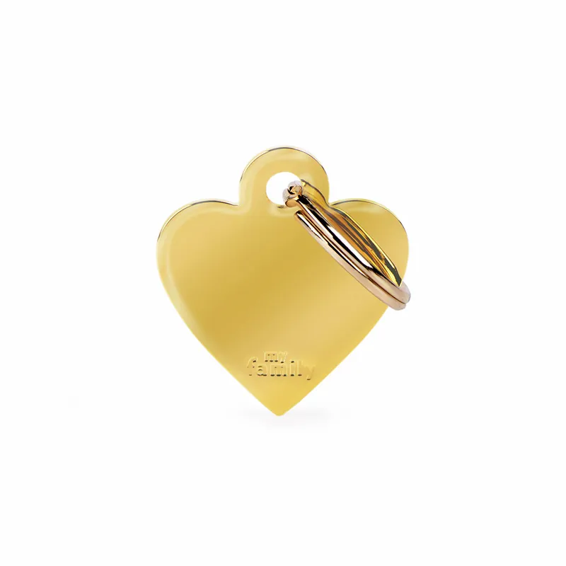 MY FAMILY Classic Small Heart Golden Brass Tag Hundemarke Finale Aktion